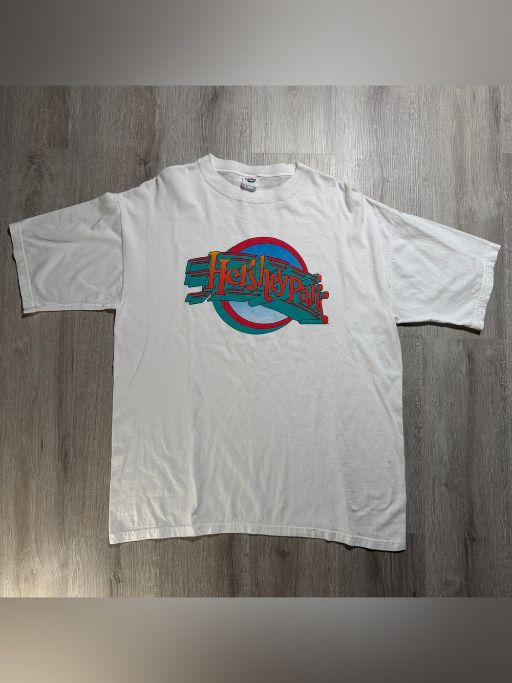 Vintage Hersey Park White Graphic Logo Tee Made in the hsa